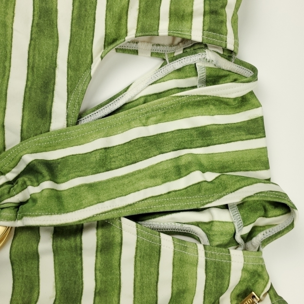 Vince Camuto Green Stripe Cutout Wrap Swimsuit - Picture 6 of 14